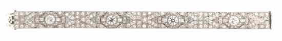 Appraisal: An Art Deco Platinum and Diamond Bracelet Walton Co containing