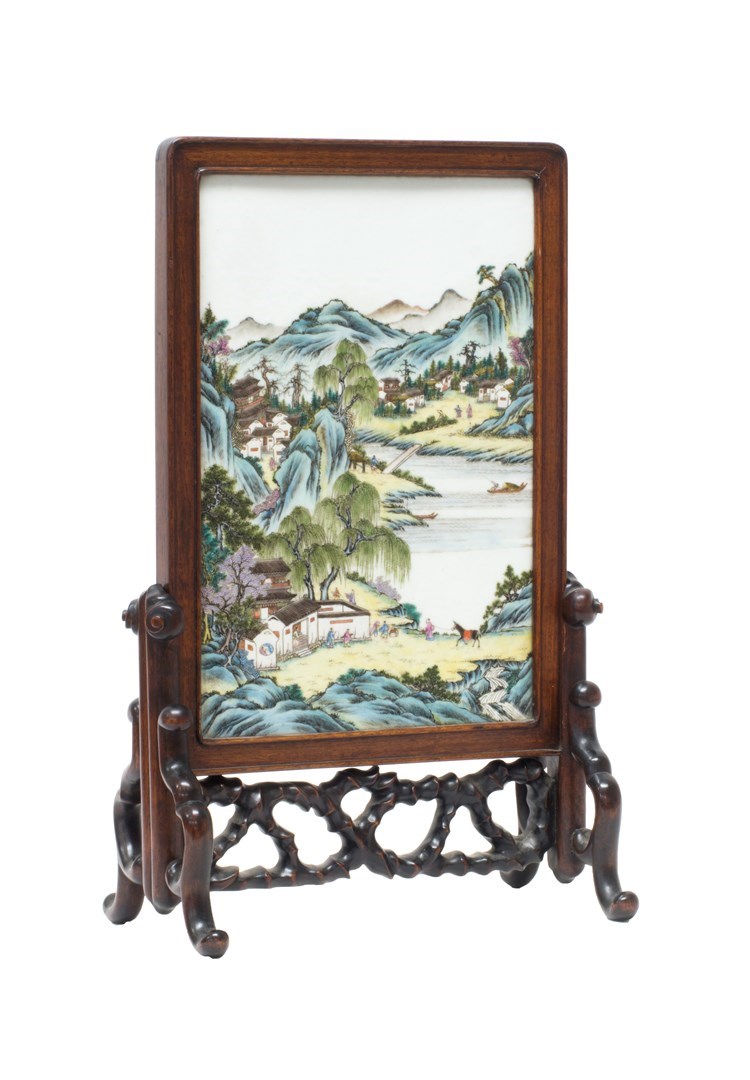 Appraisal: A Chinese porcelain rectangular plaque late th century painted in