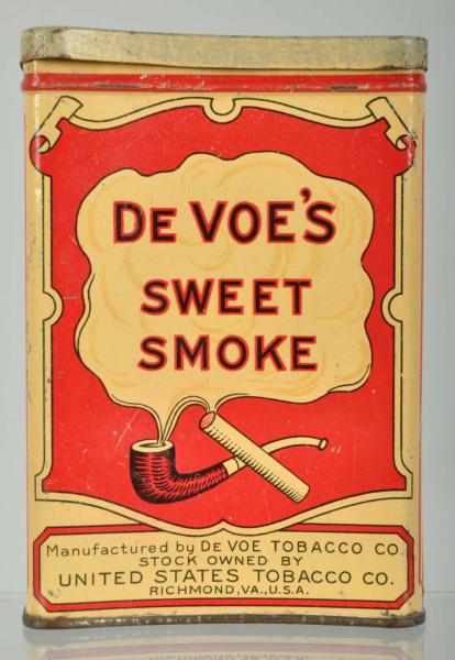 Appraisal: Concave De Voe's Vertical Pocket Tobacco Tin Description Outstanding overall