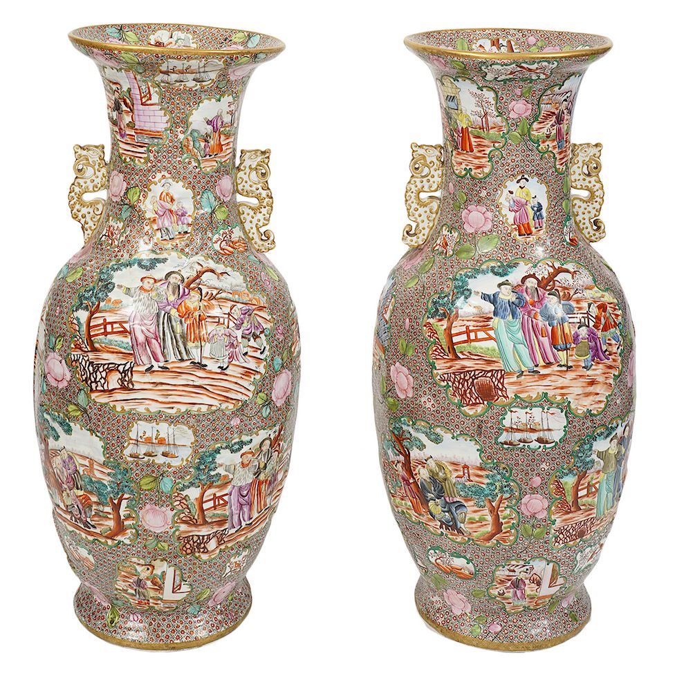 Appraisal: Pair Large Chinese Porcelain Urns Pair of large Chinese porcelain