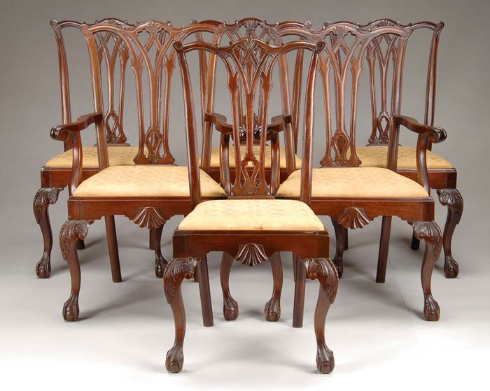 Appraisal: SET OF SIX MAHOGANY CENTENNIAL CHIPPENDALE STYLE CHAIRS Set consisting