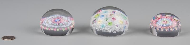 Appraisal: Baccarat Millefiori Paperweights Three Baccarat paperweights all etched Baccarat France