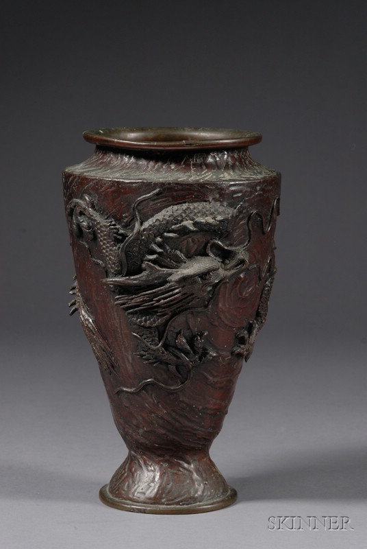 Appraisal: Bronze Vase Japan th century surface decorated with a dragon