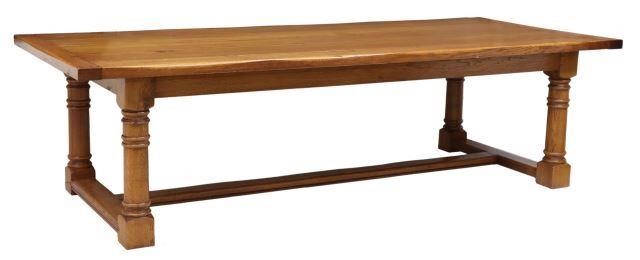 Appraisal: Large oak refectory style table th c thick tabletop comprised