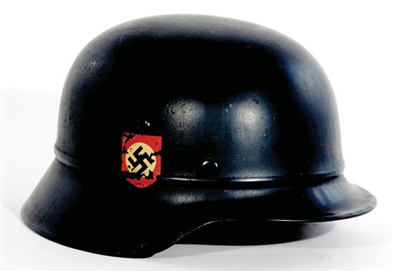 Appraisal: German WWII M helmet with police decals swastika shield to