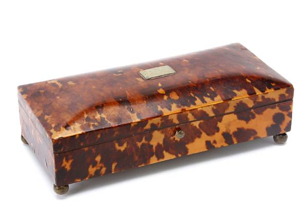 Appraisal: A Regency tortoiseshell box height in width in depth in