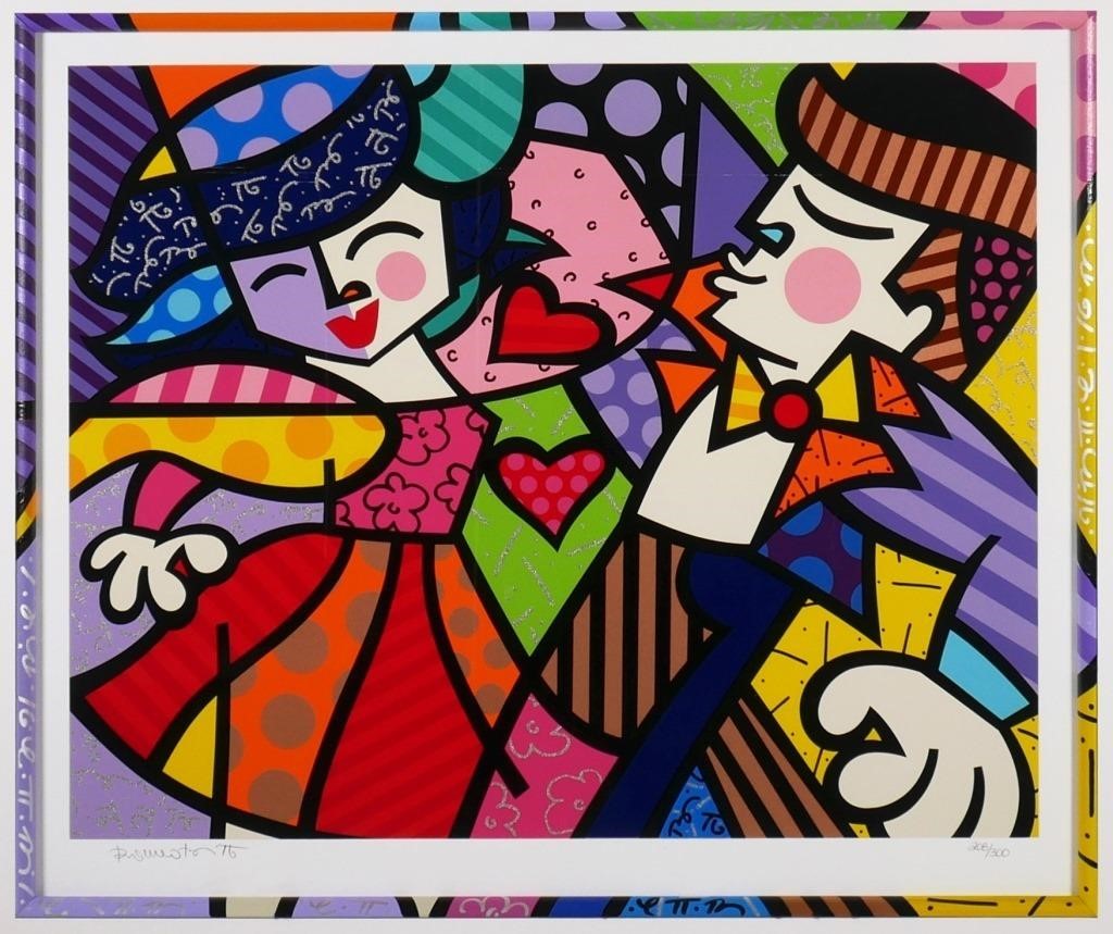 Appraisal: Romero Britto Brazilian b serigraph of two people dancing Pencil