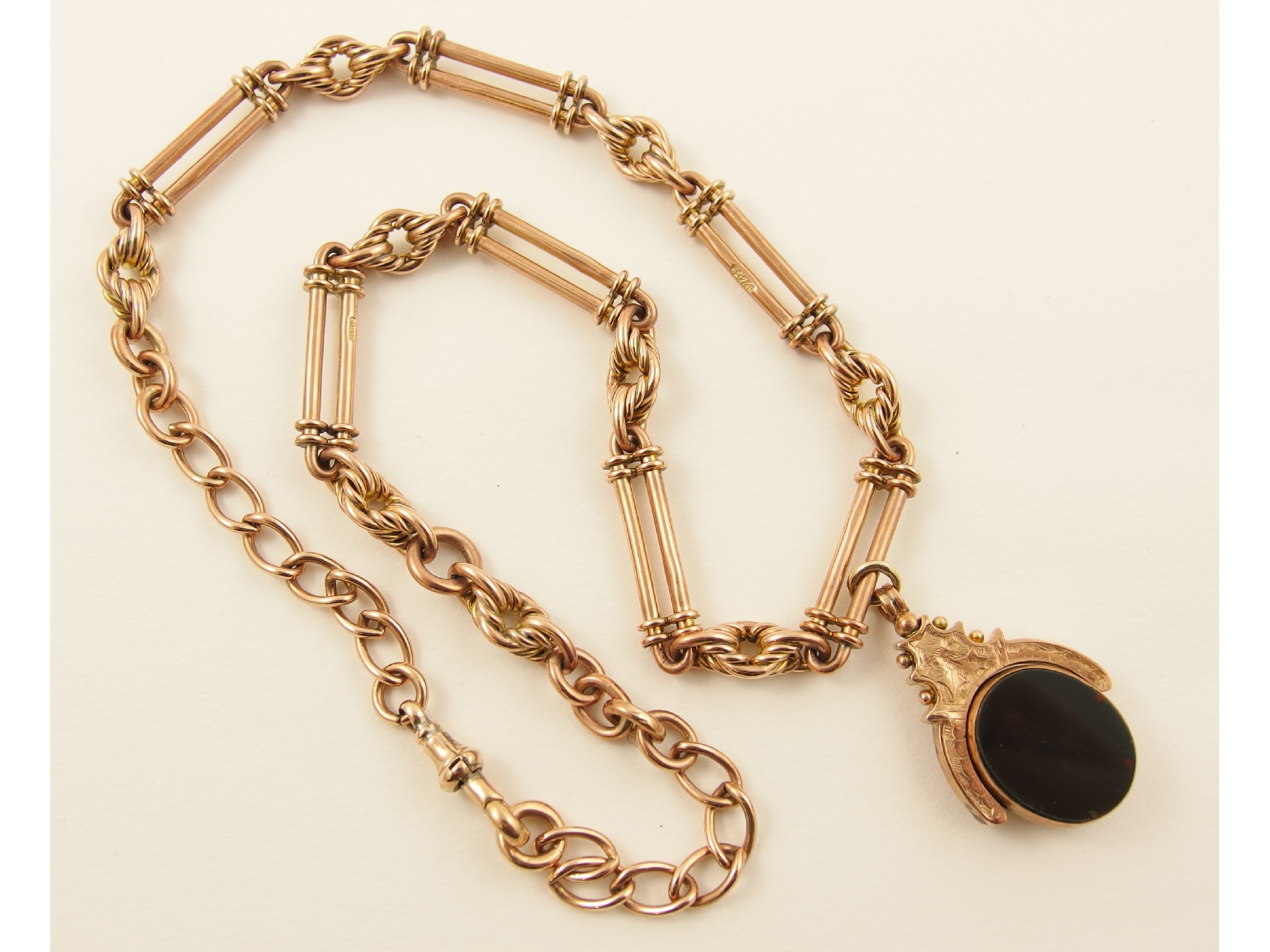 Appraisal: A decorative ct rose gold fob chainmade by John Grinsell