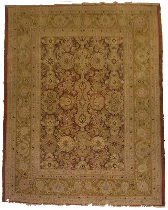 Appraisal: Antique India Agra Amistan ' x ' cream and mauve