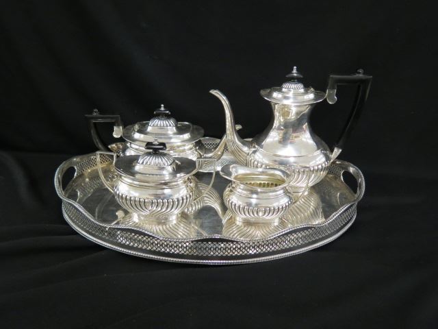 Appraisal: English Silverplate Tea and Coffee Service with oval gallery tray