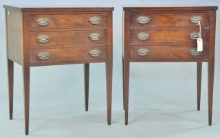 Appraisal: Pair of mahogany three drawer stands signed Grand Rapids ht