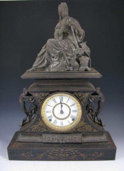 Appraisal: Ansonia Mantel Clock th c the ebonized metal case with