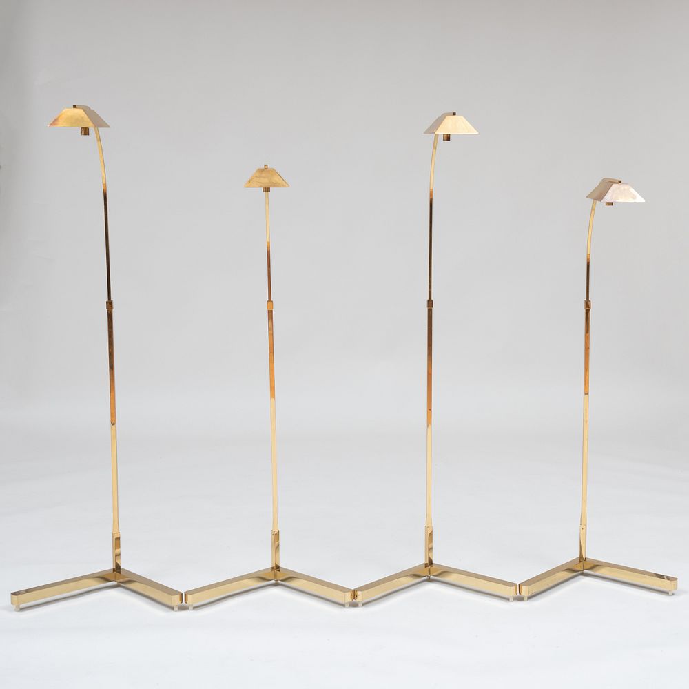 Appraisal: Group of Four Casella Brass Retractable Reading Lamps With a