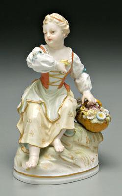 Appraisal: KPM figurine seated woman with basket of flowers blue scepter