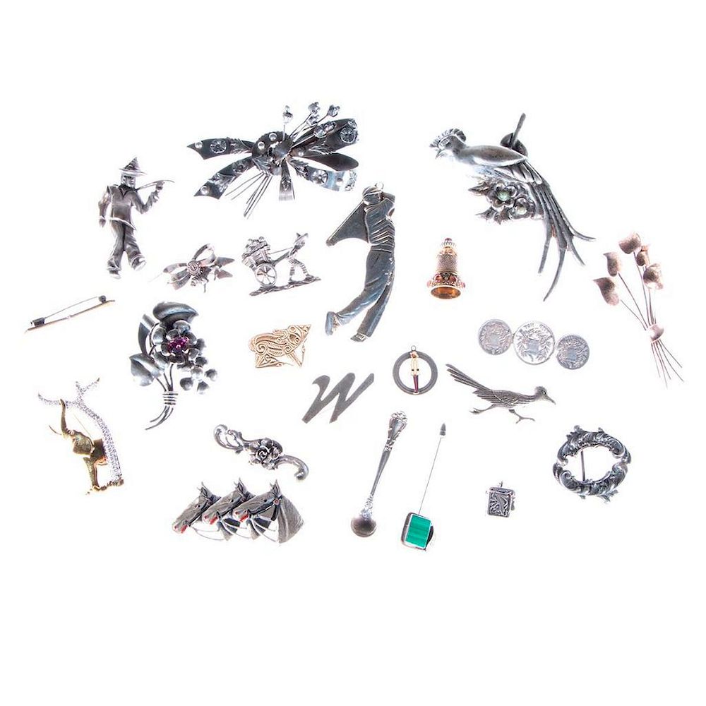 Appraisal: Collection of silver and metal jewelry and objects consisting of