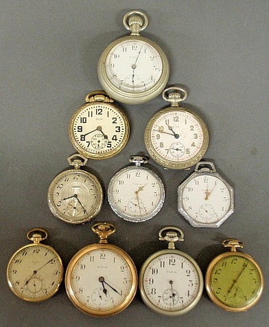 Appraisal: - Ten Elgin pocket watches including two gold-filled examples -