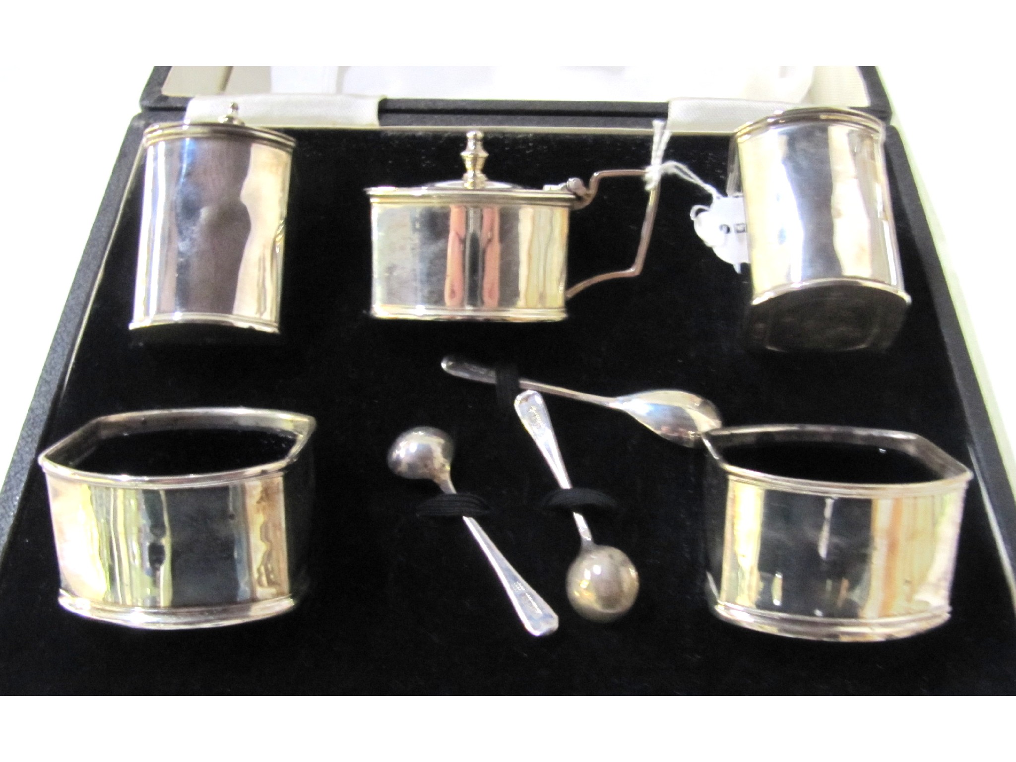 Appraisal: A cased five piece silver condiment set Birmingham