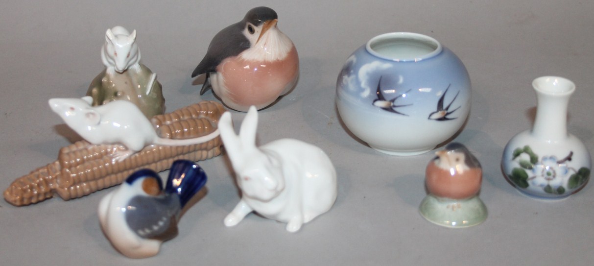 Appraisal: Various Royal Copenhagen figures to include rabbit cm high vases