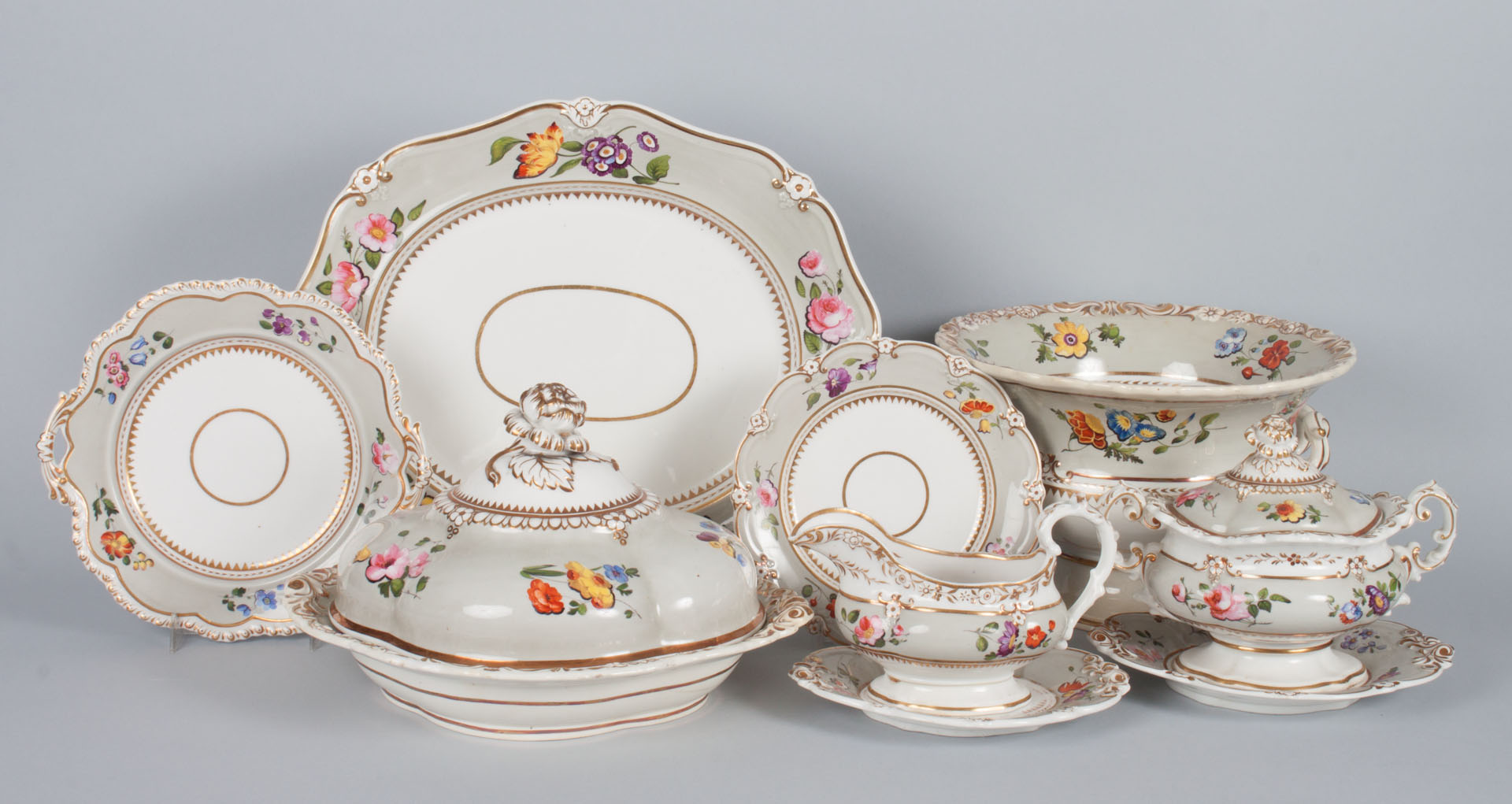 Appraisal: Staffordshire china partial dinner service circa probably Ridgeway or Spode