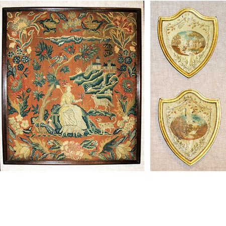 Appraisal: Pair of Framed George III Needlework and Silk Pictures Together