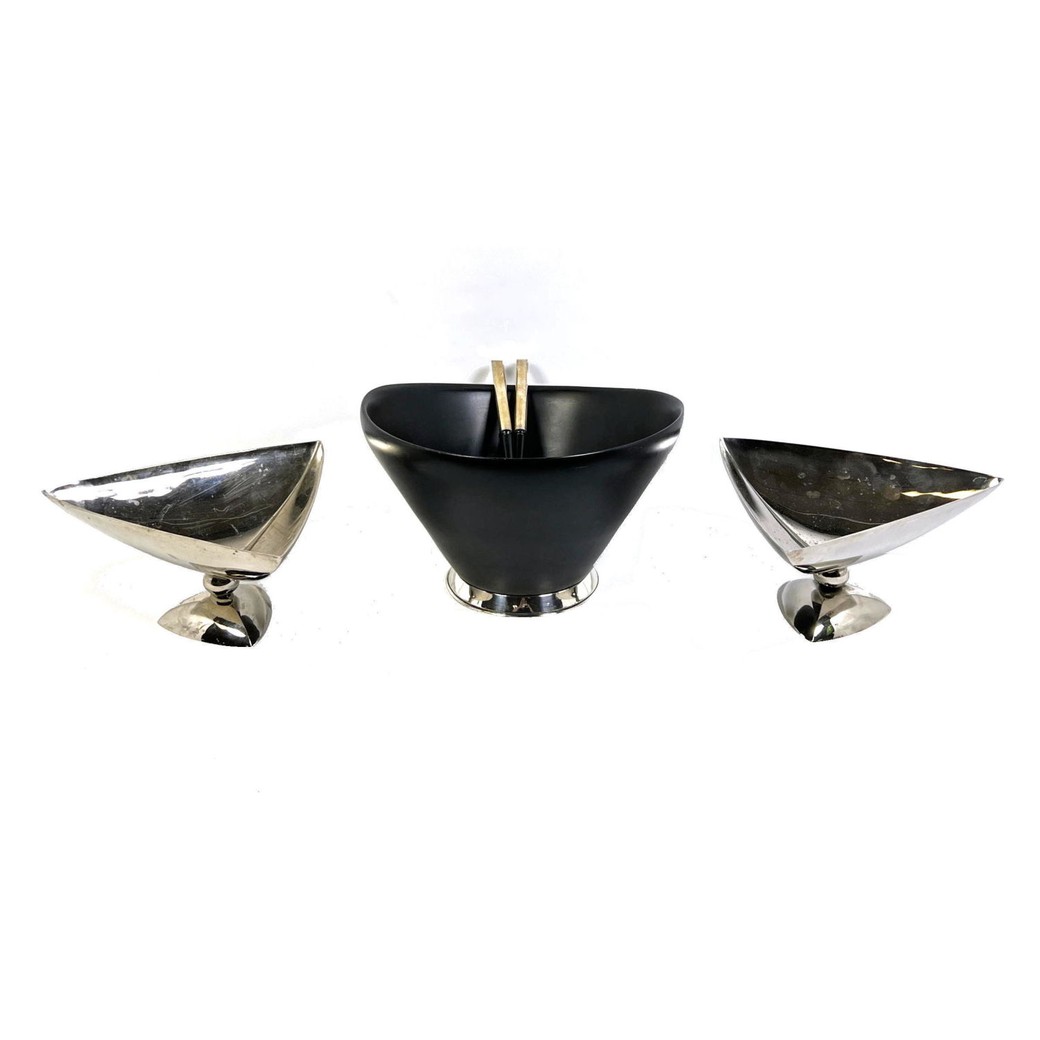 Appraisal: Sterling handled salad set with bowl and triangle dishes ---