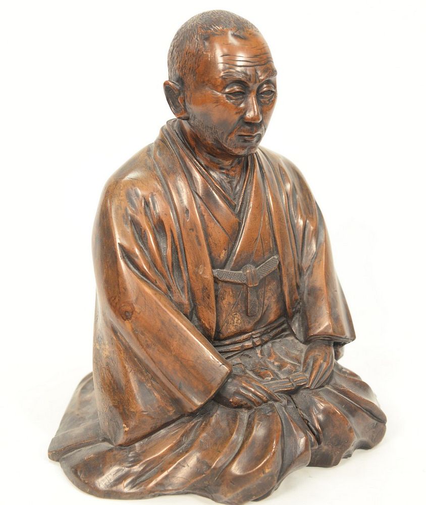 Appraisal: Carved Chinese Figure of a Scholar or Lohan Kneeling or