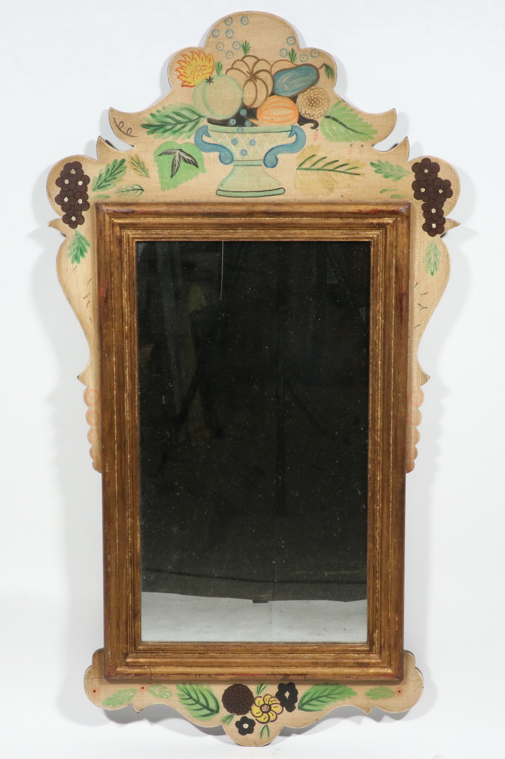 Appraisal: FOLK ART PAINTED CHIPPENDALE STYLE MIRROR th c Wall Mirror