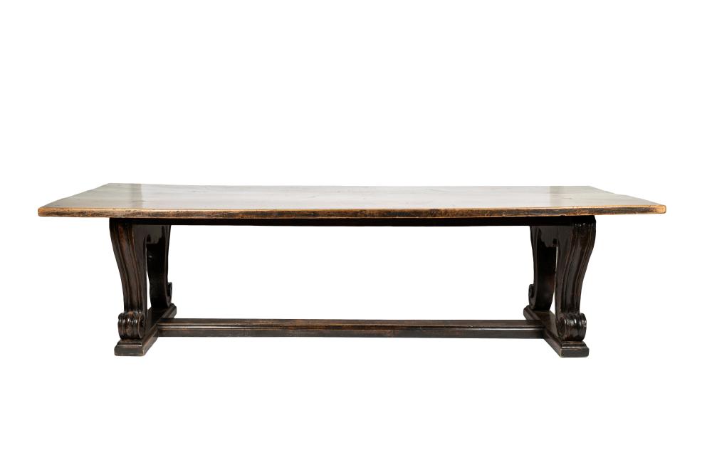 Appraisal: ITALIAN RENAISSANCE-STYLE WALNUT DINING TABLEon carved supports Provenance The Estate