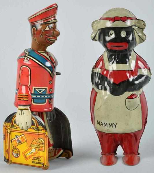 Appraisal: Lot of Tin Litho African American Wind-Up Toys Description American