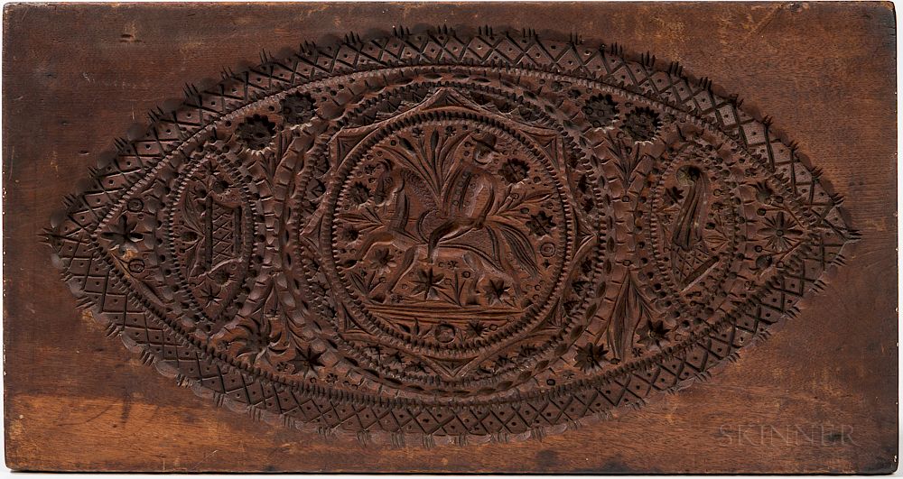 Appraisal: Carved Mahogany Cake Board Carved Mahogany Cake Board James Y