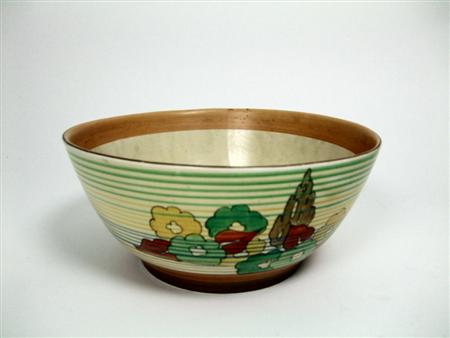 Appraisal: CLARICE CLIFF CIRCULAR BOWL S glazed earthenware decorated with flowers