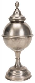 Appraisal: Handkerchief Burning Globe Circa Handsome aluminum vase exchanges one object