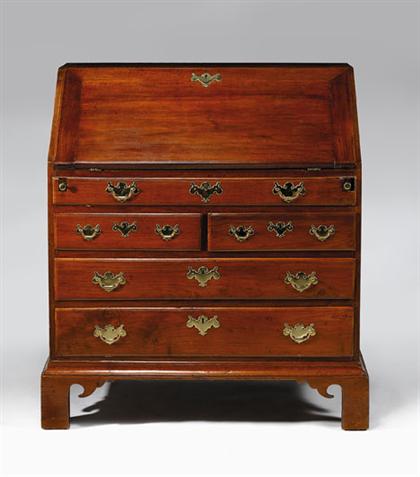 Appraisal: Chippendale walnut slant-front desk - The slant lid enclosing a