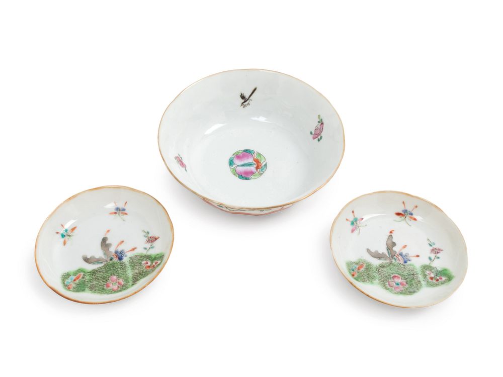 Appraisal: Three Famille Rose Porcelain Wares Diameter of largest in cm