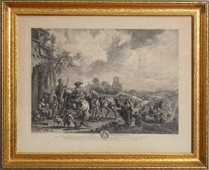 Appraisal: After Bartholomeus Breenbergh - Joseph Distributing Grain Engraving on wove