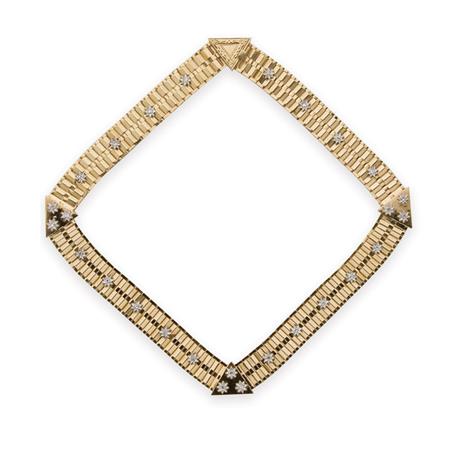 Appraisal: Two-Color Gold and Diamond Necklace Estimate -