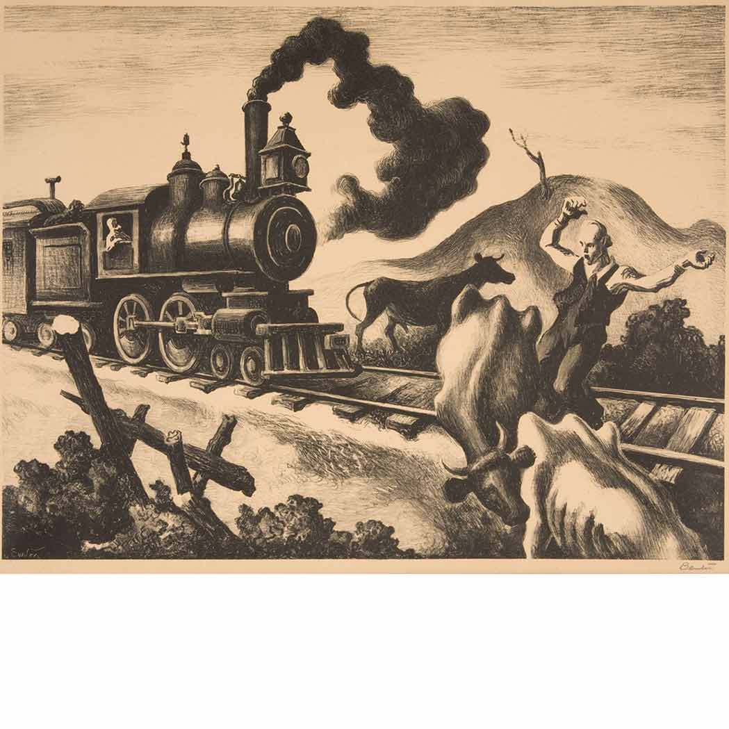 Appraisal: Thomas Hart Benton - SLOW TRAIN THROUGH ARKANSAS FATH Lithograph