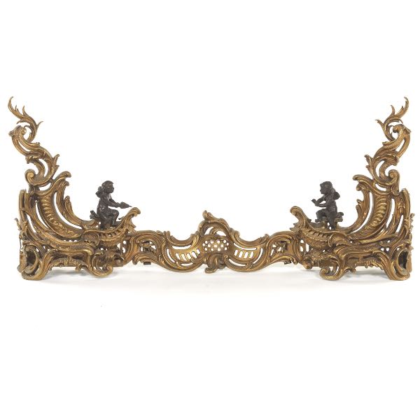 Appraisal: FRENCH GILT BRONZE ROCOCO STYLE ADJUSTABLE FIREPLACE FENDER x x