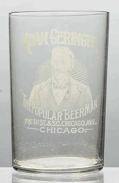 Appraisal: Adam Geringer Acid-Etched Beer Glass The Popular Beer Man Some