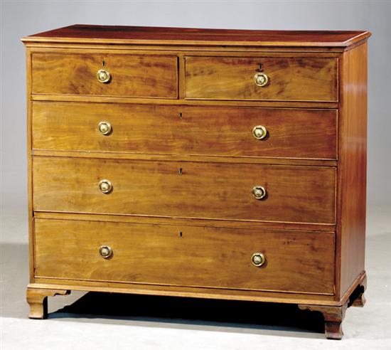 Appraisal: Sheraton style mahogany chest of drawers circa molded top over