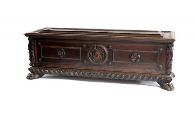 Appraisal: A th Century Italian walnut carved and panelled cassone with