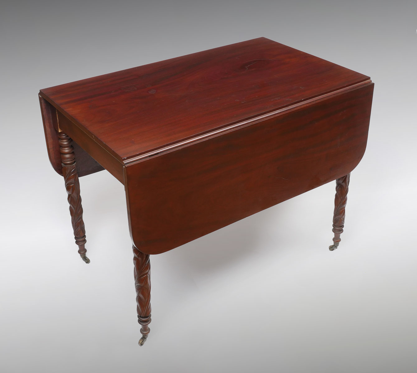 Appraisal: FEDERAL CARVED MAHOGANY DROPLEAF TABLE Federal Mahogany dropleaf table raised