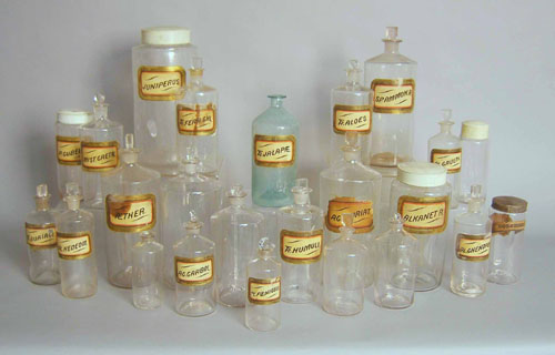 Appraisal: Twenty-four blown glass apothecary jars tallest is h