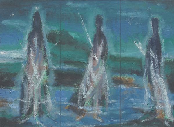 Appraisal: JOSEPH JANKOWSKI AMERICAN B x Three Figures Oil pastel on