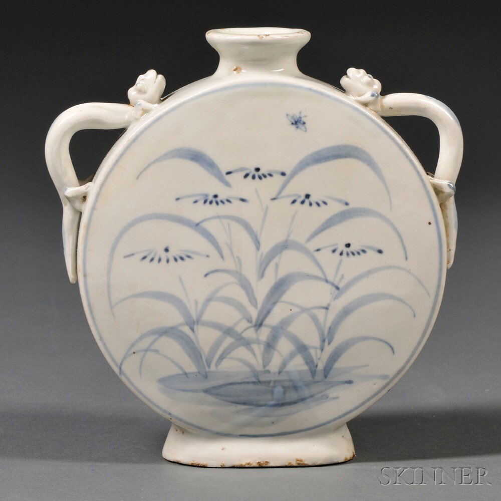 Appraisal: Blue and White Flask Korea th century with short flared