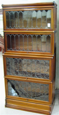 Appraisal: STACKING MAHOGANY AND LEADED GLASS BOOKCASE The Globe-Wernicke Co early