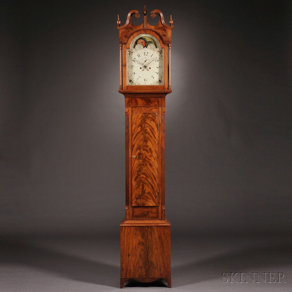 Appraisal: Mahogany Eight-day Tall Clock probably Philadelphia area c highly figured