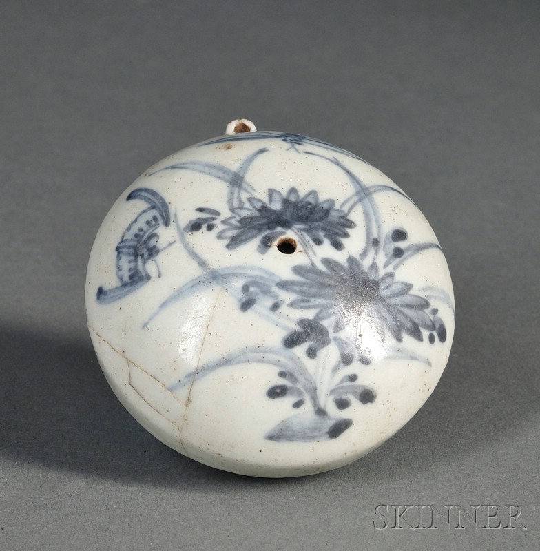 Appraisal: Porcelain Water Dropper Korea th century underglaze blue decoration of