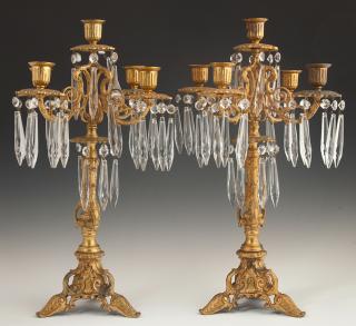 Appraisal: Pair of Gilt Spelter Five Light Louis XV Style Can