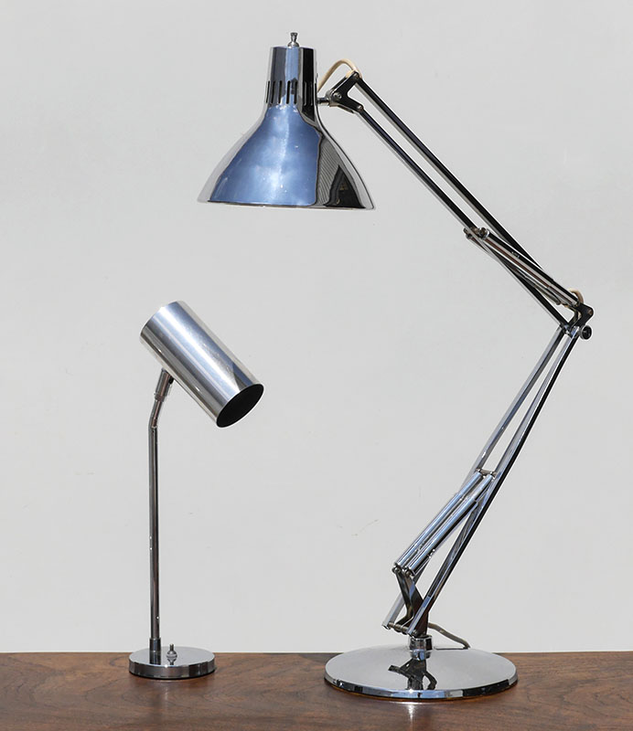 Appraisal: CHROME DESK LAMPS LUXO KOCH LAW pieces total to include